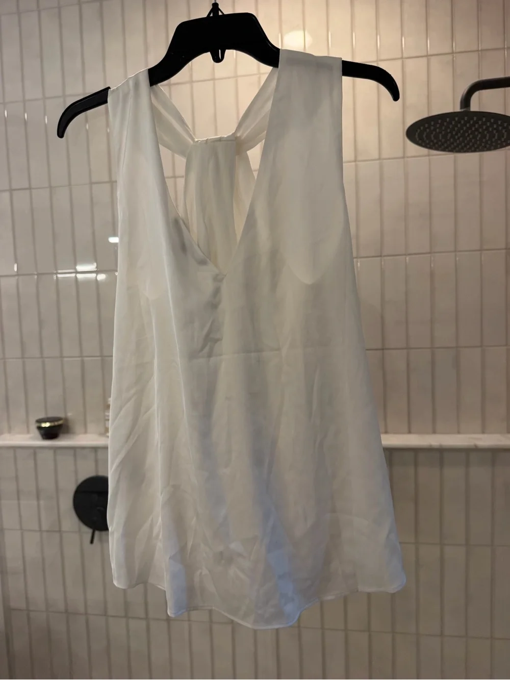 White House Black Market White Twist-Neck Satin Halter Top - Picture 5 of 6